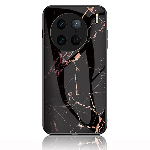 Funda Bumper Silicona Gel Espejo Patron de Moda Carcasa para Vivo X90 5G Oro y Negro