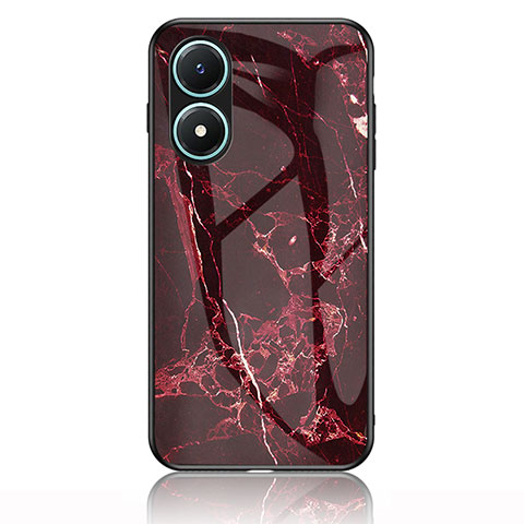 Funda Bumper Silicona Gel Espejo Patron de Moda Carcasa para Vivo Y02S Rojo