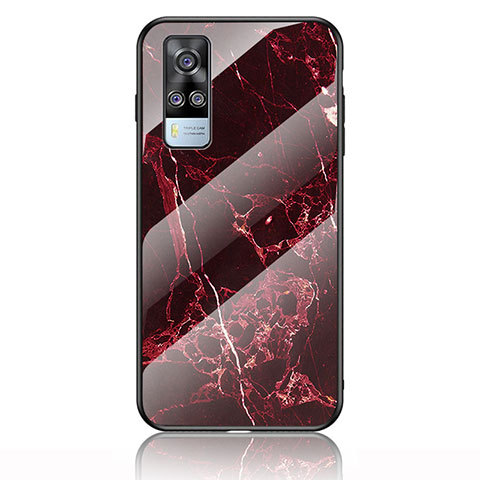 Funda Bumper Silicona Gel Espejo Patron de Moda Carcasa para Vivo Y53s NFC Rojo