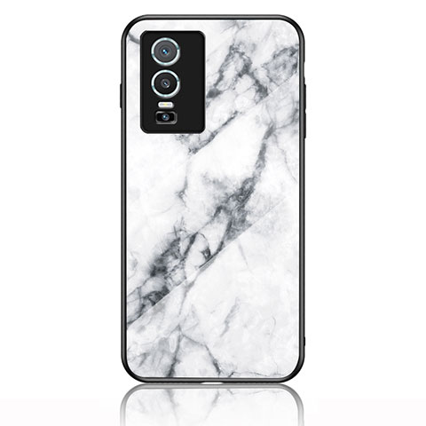 Funda Bumper Silicona Gel Espejo Patron de Moda Carcasa para Vivo Y76 5G Blanco