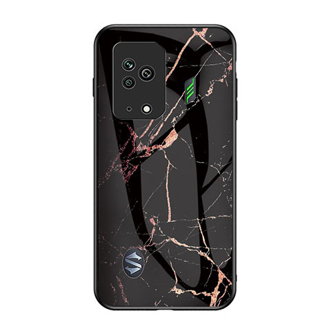 Funda Bumper Silicona Gel Espejo Patron de Moda Carcasa para Xiaomi Black Shark 5 5G Oro y Negro