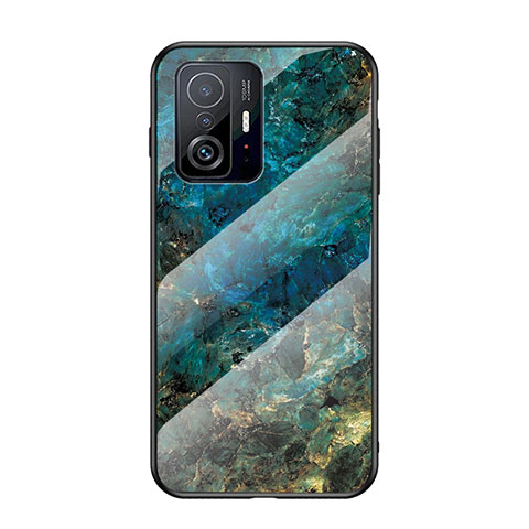 Funda Bumper Silicona Gel Espejo Patron de Moda Carcasa para Xiaomi Mi 11T 5G Azul