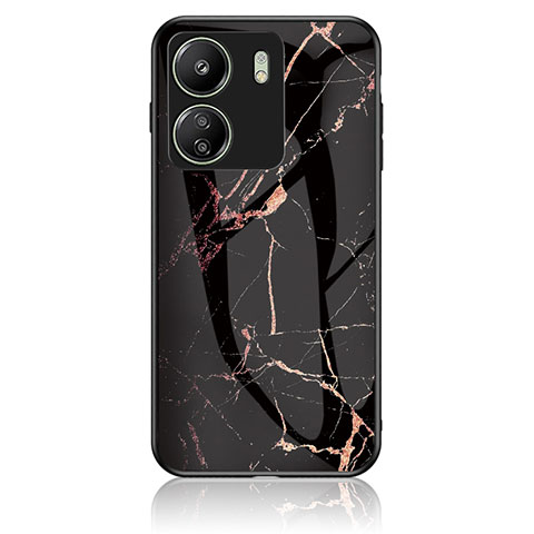 Funda Bumper Silicona Gel Espejo Patron de Moda Carcasa para Xiaomi Poco C65 Oro y Negro