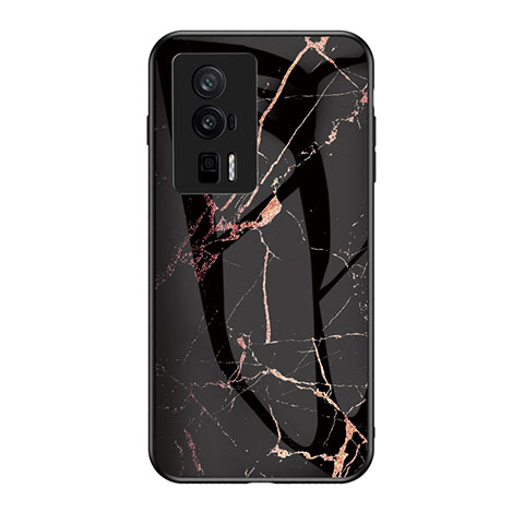 Funda Bumper Silicona Gel Espejo Patron de Moda Carcasa para Xiaomi Poco F5 Pro 5G Oro y Negro