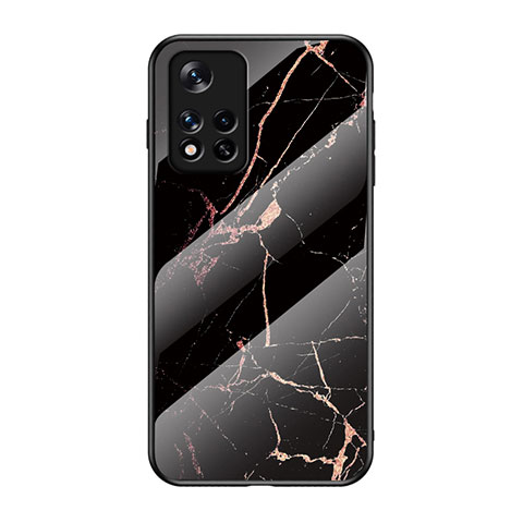 Funda Bumper Silicona Gel Espejo Patron de Moda Carcasa para Xiaomi Poco M4 Pro 5G Oro y Negro