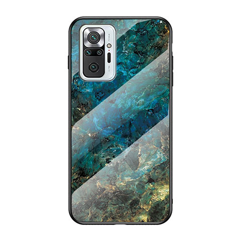 Funda Bumper Silicona Gel Espejo Patron de Moda Carcasa para Xiaomi Redmi Note 10 Pro 4G Azul