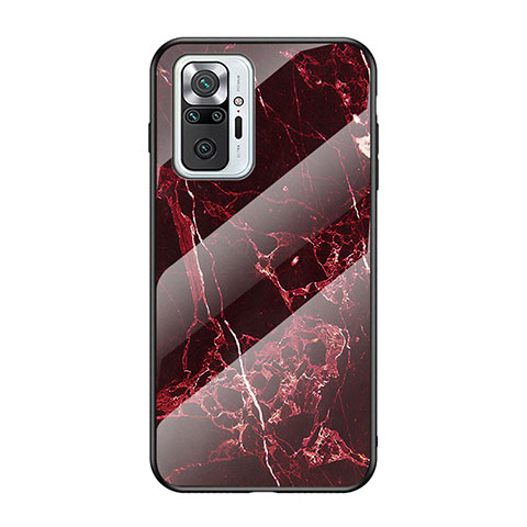 Funda Bumper Silicona Gel Espejo Patron de Moda Carcasa para Xiaomi Redmi Note 10 Pro 4G Rojo