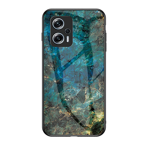 Funda Bumper Silicona Gel Espejo Patron de Moda Carcasa para Xiaomi Redmi Note 11T Pro 5G Azul