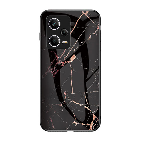 Funda Bumper Silicona Gel Espejo Patron de Moda Carcasa para Xiaomi Redmi Note 12 Pro 5G Oro y Negro