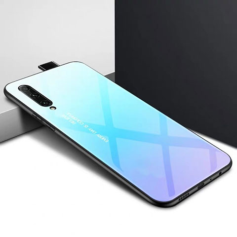 Funda Bumper Silicona Gel Espejo Patron de Moda Carcasa S01 para Huawei Y9s Azul Cielo