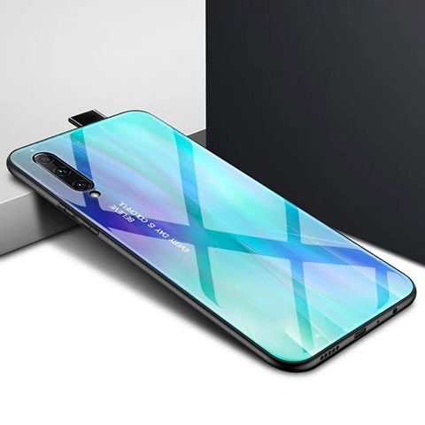 Funda Bumper Silicona Gel Espejo Patron de Moda Carcasa S01 para Huawei Y9s Cian