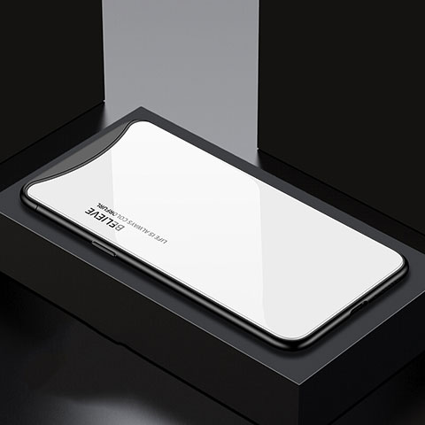 Funda Bumper Silicona Gel Espejo Patron de Moda Carcasa S01 para Oppo Find X Super Flash Edition Blanco