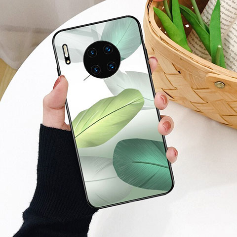 Funda Bumper Silicona Gel Espejo Patron de Moda Carcasa S02 para Huawei Mate 30 Verde