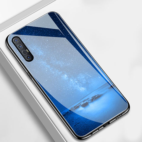 Funda Bumper Silicona Gel Espejo Patron de Moda Carcasa S02 para Oppo Find X2 Neo Azul