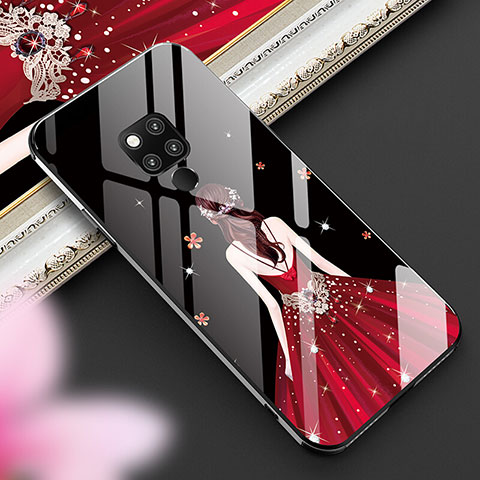 Funda Bumper Silicona Gel Espejo Vestido de Novia Carcasa para Huawei Mate 20 X 5G Rojo y Negro