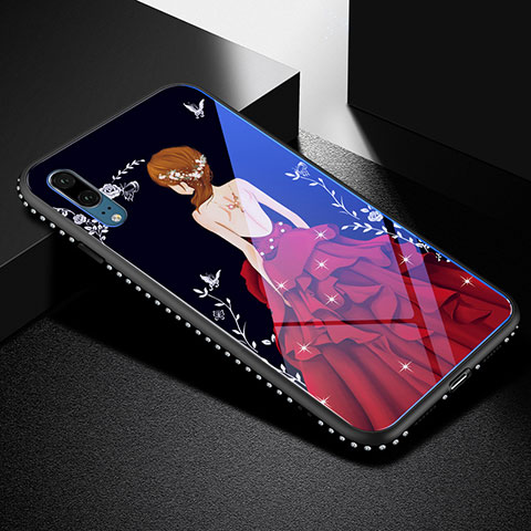 Funda Bumper Silicona Gel Espejo Vestido de Novia Carcasa para Huawei P20 Rojo y Negro