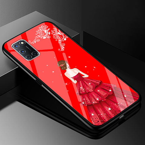 Funda Bumper Silicona Gel Espejo Vestido de Novia Carcasa para Oppo A72 Rojo