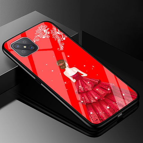 Funda Bumper Silicona Gel Espejo Vestido de Novia Carcasa para Oppo A92s 5G Rojo