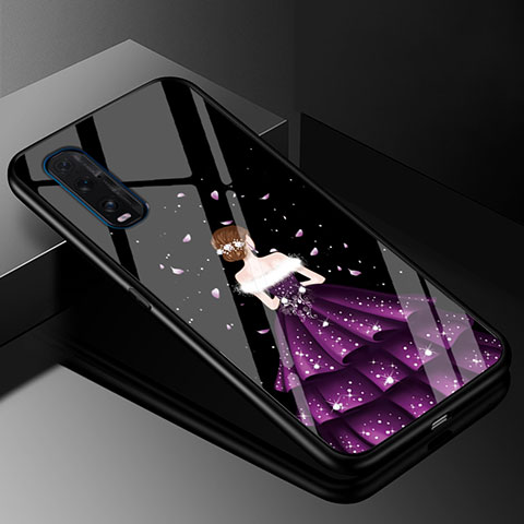 Funda Bumper Silicona Gel Espejo Vestido de Novia Carcasa para Oppo Find X2 Morado y Negro