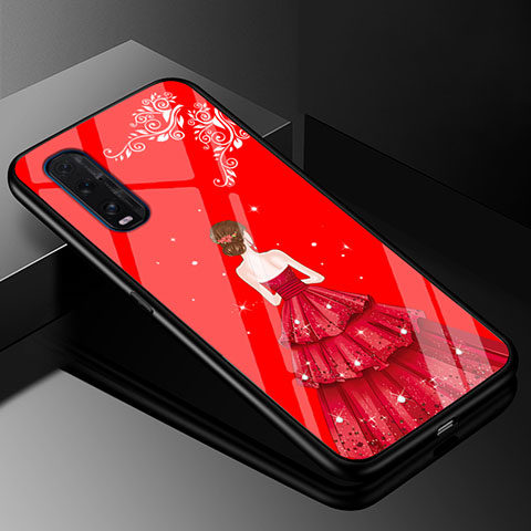 Funda Bumper Silicona Gel Espejo Vestido de Novia Carcasa para Oppo Find X2 Rojo