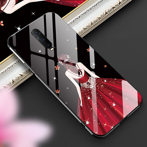 Funda Bumper Silicona Gel Espejo Vestido de Novia Carcasa para Oppo R17 Pro Rojo Rosa