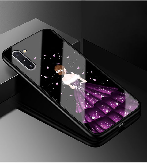 Funda Bumper Silicona Gel Espejo Vestido de Novia Carcasa para Samsung Galaxy Note 10 Plus 5G Morado
