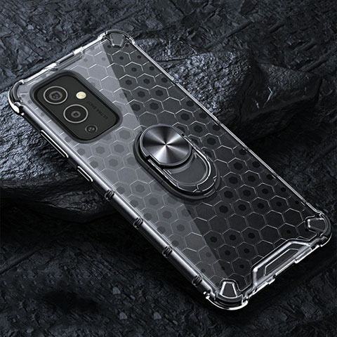 Funda Bumper Silicona Transparente Espejo 360 Grados con Magnetico Anillo de dedo Soporte AM1 para OnePlus 9 5G Gris