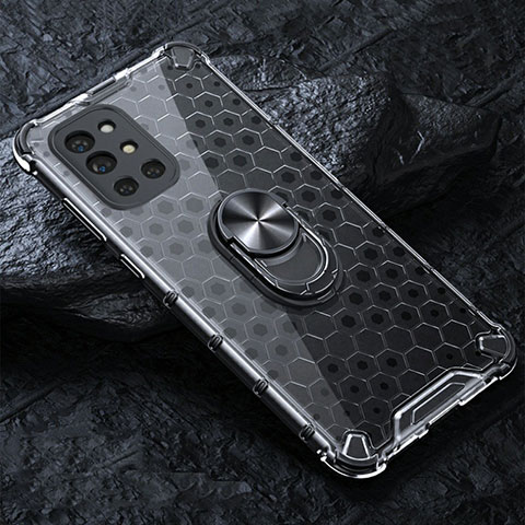 Funda Bumper Silicona Transparente Espejo 360 Grados con Magnetico Anillo de dedo Soporte AM1 para OnePlus 9R 5G Gris