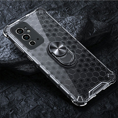 Funda Bumper Silicona Transparente Espejo 360 Grados con Magnetico Anillo de dedo Soporte AM1 para OnePlus 9RT 5G Gris