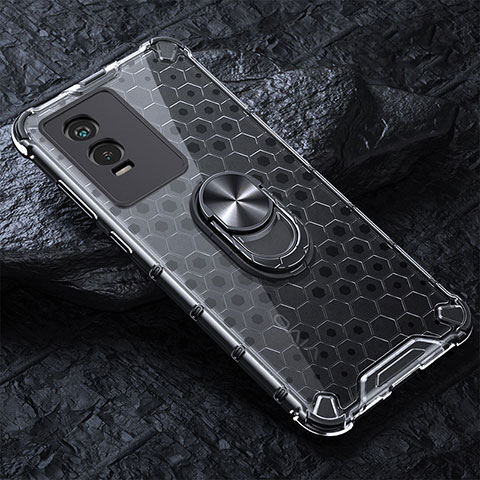 Funda Bumper Silicona Transparente Espejo 360 Grados con Magnetico Anillo de dedo Soporte AM1 para Vivo Y74s 5G Gris