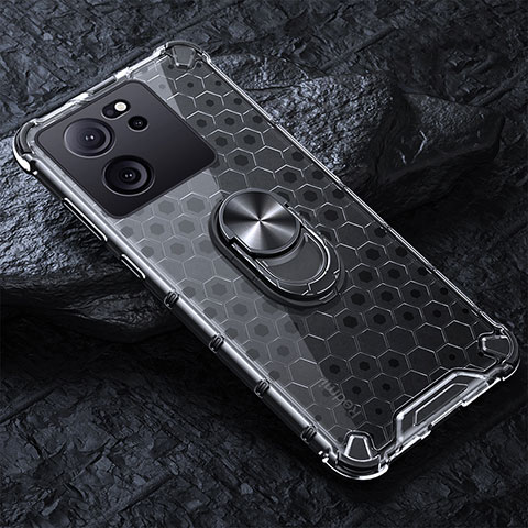 Funda Bumper Silicona Transparente Espejo 360 Grados con Magnetico Anillo de dedo Soporte AM1 para Xiaomi Mi 13T Pro 5G Gris