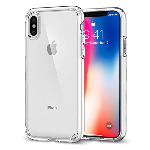 Funda Bumper Silicona Transparente Espejo 360 Grados para Apple iPhone X Claro