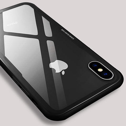 Funda Bumper Silicona Transparente Espejo 360 Grados T03 para Apple iPhone Xs Negro