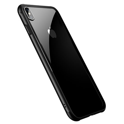 Funda Bumper Silicona Transparente Espejo 360 Grados T06 para Apple iPhone X Negro