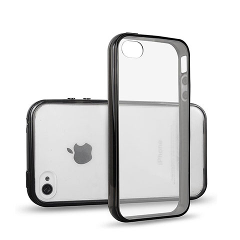 Funda Bumper Silicona Transparente Mate para Apple iPhone 4S Negro