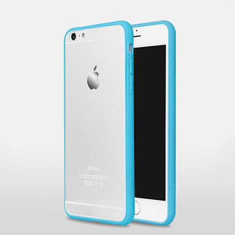 Funda Bumper Silicona Transparente Mate para Apple iPhone 6 Plus Azul