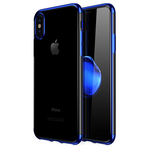 Funda Bumper Silicona Transparente Mate para Apple iPhone Xs Azul