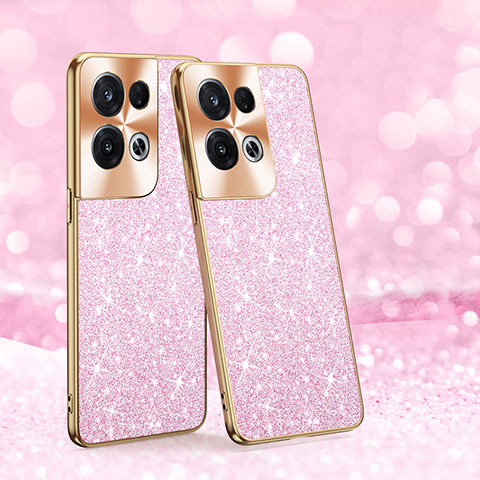 Funda Bumper Silicona y Plastico Carcasa Frontal y Trasera 360 Grados Bling-Bling GS1 para Oppo Reno8 Pro 5G Rosa