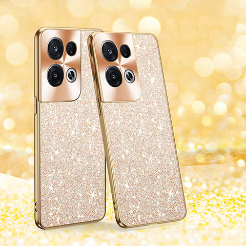 Funda Bumper Silicona y Plastico Carcasa Frontal y Trasera 360 Grados Bling-Bling GS1 para Oppo Reno9 Pro+ Plus 5G Oro