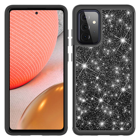 Funda Bumper Silicona y Plastico Carcasa Frontal y Trasera 360 Grados Bling-Bling JX1 para Samsung Galaxy A72 5G Negro