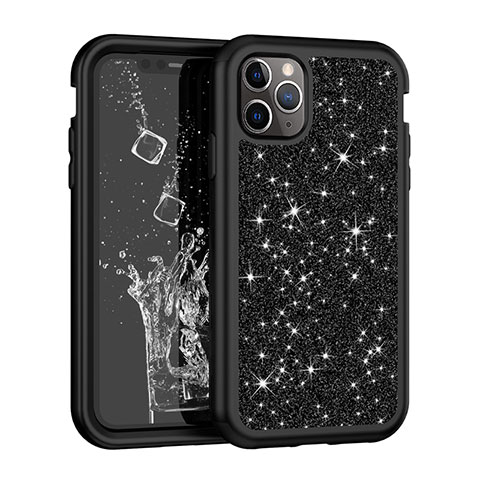 Funda Bumper Silicona y Plastico Carcasa Frontal y Trasera 360 Grados Bling-Bling para Apple iPhone 11 Pro Negro