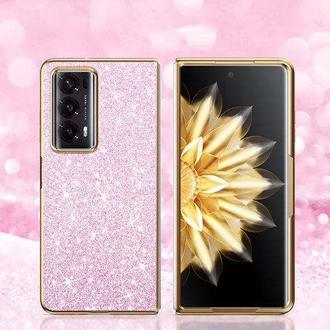 Funda Bumper Silicona y Plastico Carcasa Frontal y Trasera 360 Grados Bling-Bling para Huawei Honor Magic V2 5G Oro Rosa