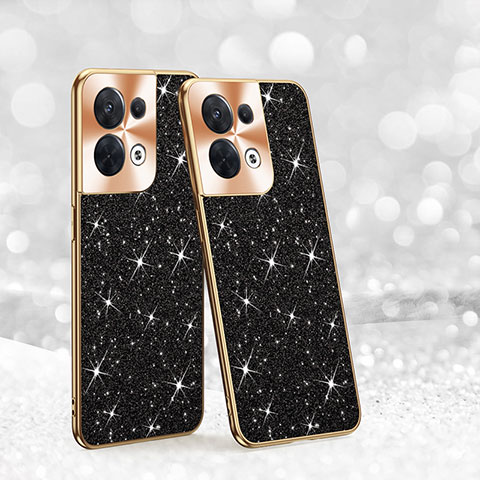 Funda Bumper Silicona y Plastico Carcasa Frontal y Trasera 360 Grados Bling-Bling para Oppo Reno8 5G Negro