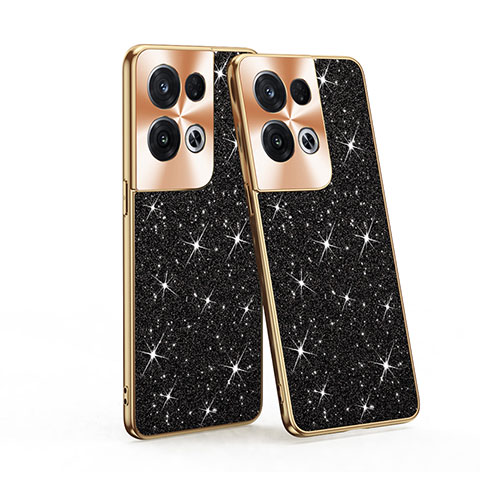 Funda Bumper Silicona y Plastico Carcasa Frontal y Trasera 360 Grados Bling-Bling para Oppo Reno9 Pro+ Plus 5G Negro