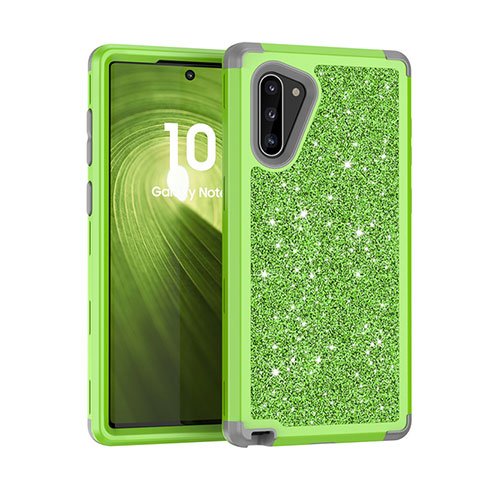 Funda Bumper Silicona y Plastico Carcasa Frontal y Trasera 360 Grados Bling-Bling para Samsung Galaxy Note 10 5G Verde