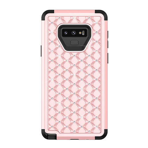 Funda Bumper Silicona y Plastico Carcasa Frontal y Trasera 360 Grados Bling-Bling U01 para Samsung Galaxy Note 9 Rosa