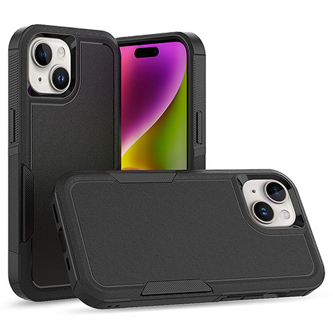 Funda Bumper Silicona y Plastico Carcasa Frontal y Trasera 360 Grados MQ1 para Apple iPhone 15 Negro