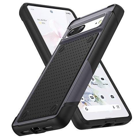 Funda Bumper Silicona y Plastico Carcasa Frontal y Trasera 360 Grados MQ1 para Google Pixel 7 5G Gris Oscuro