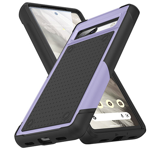 Funda Bumper Silicona y Plastico Carcasa Frontal y Trasera 360 Grados MQ1 para Google Pixel 7a 5G Morado