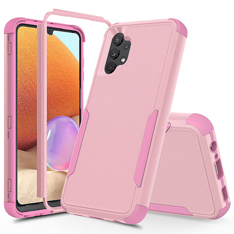 Funda Bumper Silicona y Plastico Carcasa Frontal y Trasera 360 Grados MQ1 para Samsung Galaxy A32 4G Oro Rosa